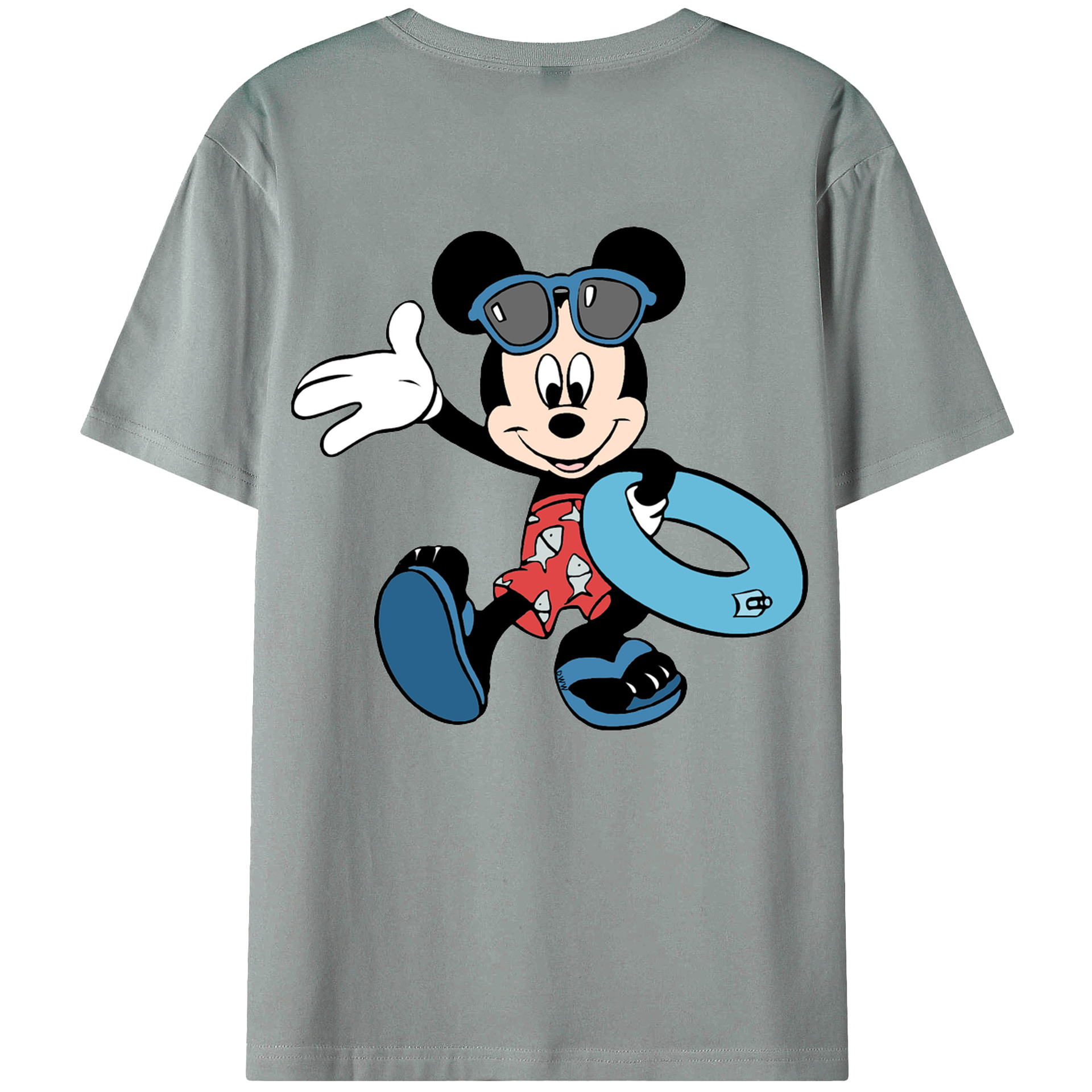 ミッキーマウス Mickey Mouse 綿100％ メンズ半袖Tシャツ（バックプリント） 通気性